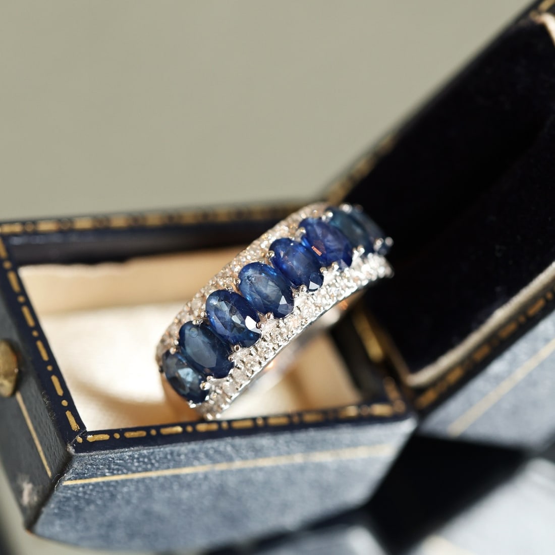 14k Gold 3.28 Ctw Natural Sapphire & Diamond Ring - 4
