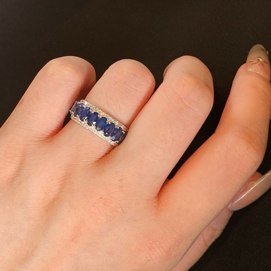 14k Gold 3.28 Ctw Natural Sapphire & Diamond Ring - 7