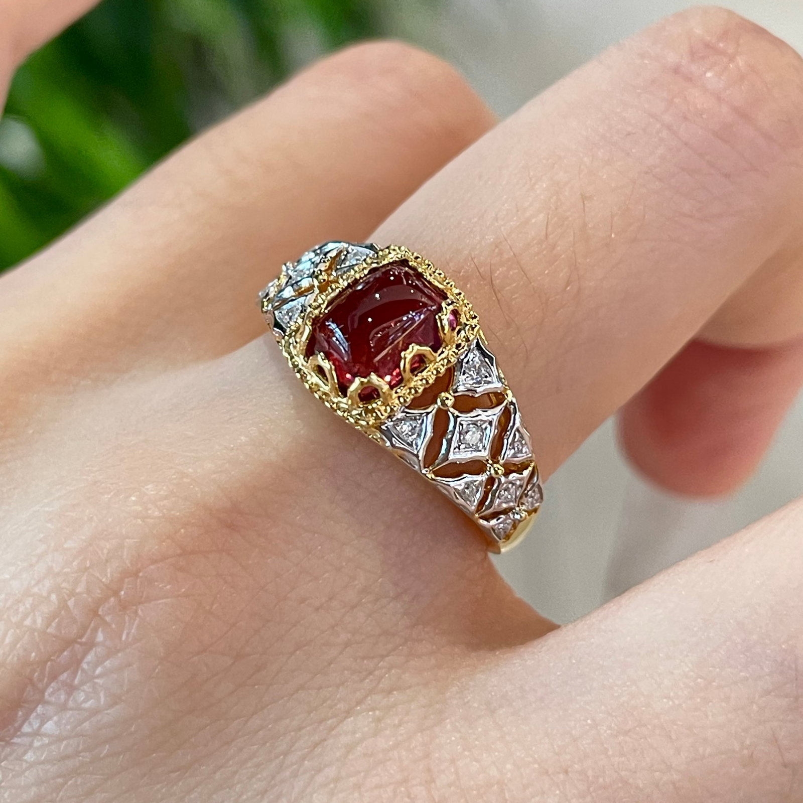 14k Gold 1.3 Ct Natural Tourmaline & Diamond Ring - 5