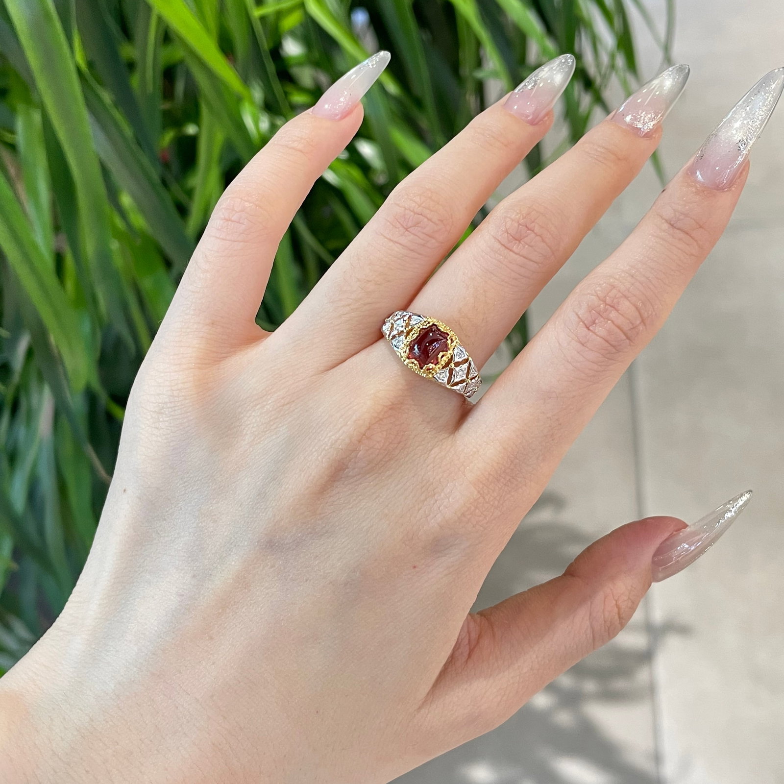 14k Gold 1.3 Ct Natural Tourmaline & Diamond Ring - 6
