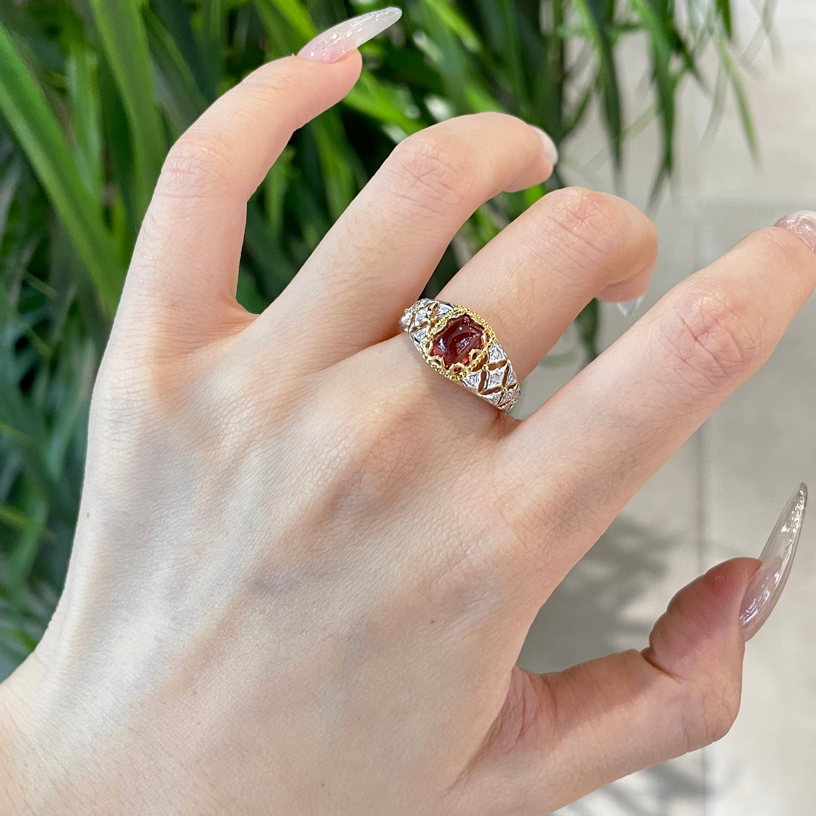 14k Gold 1.3 Ct Natural Tourmaline & Diamond Ring - 7