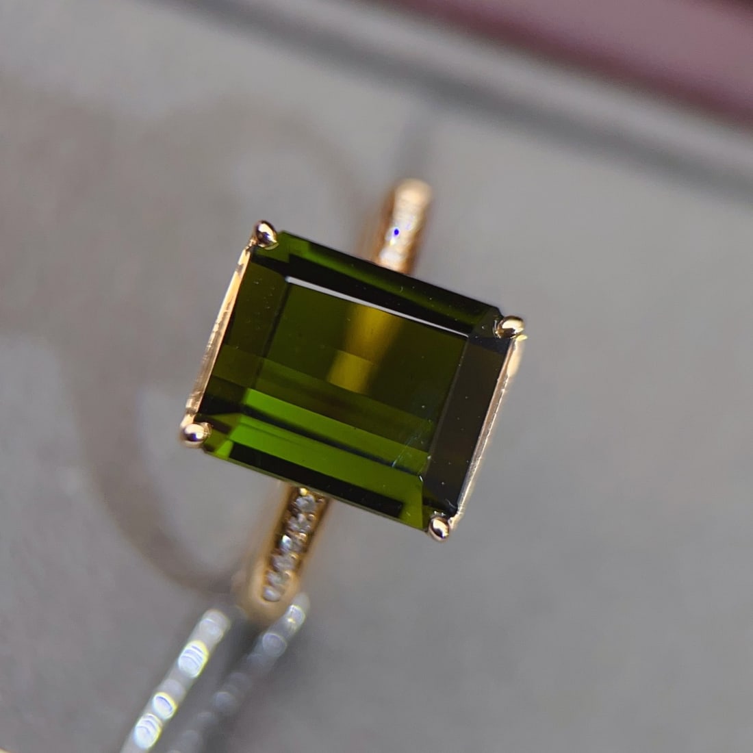 14k Gold 4.18 Ctw Natural Tourmaline & Diamond Ring - 5