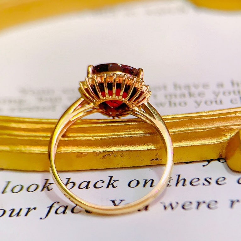 14k Gold 2.8 Ct Natural Tourmaline & Diamond Ring - 4