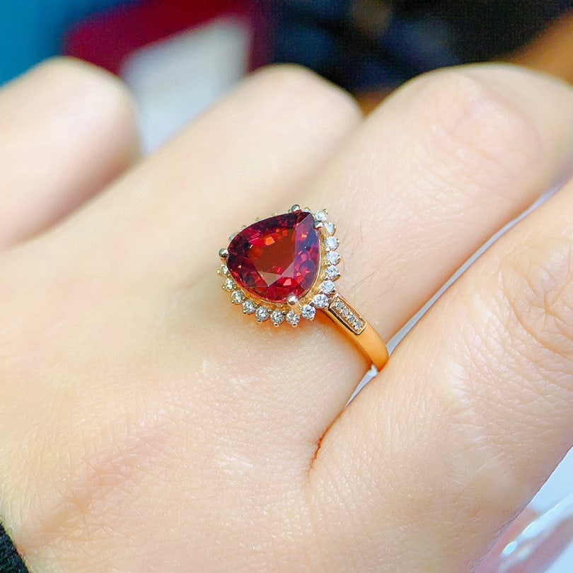 14k Gold 2.8 Ct Natural Tourmaline & Diamond Ring - 5