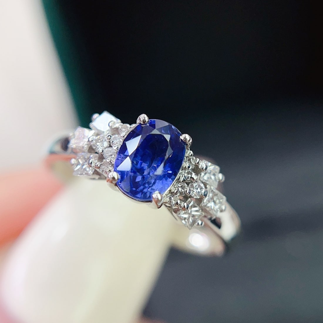 14k Gold 1.10 Ct Natural Sapphire & Diamond Ring - 2