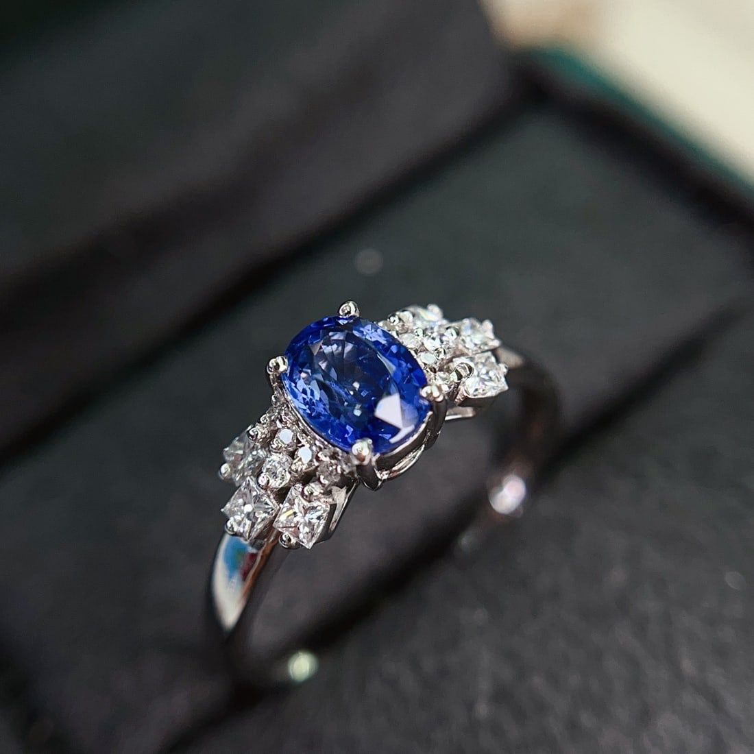 14k Gold 1.10 Ct Natural Sapphire & Diamond Ring - 5