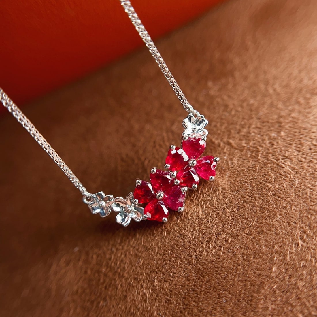 14k Gold 1.35 Ct Natural Ruby Necklace - 2