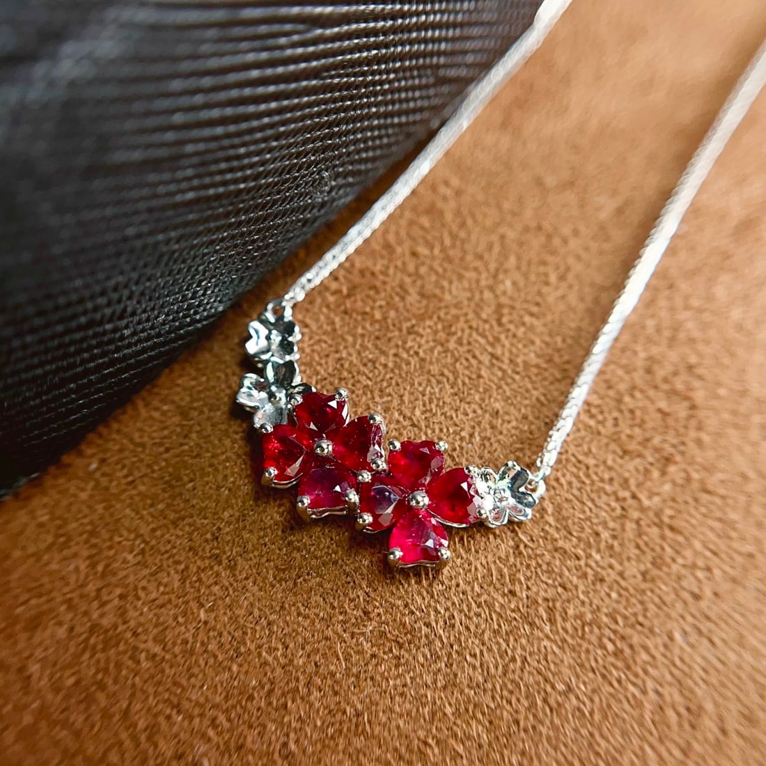 14k Gold 1.35 Ct Natural Ruby Necklace - 4