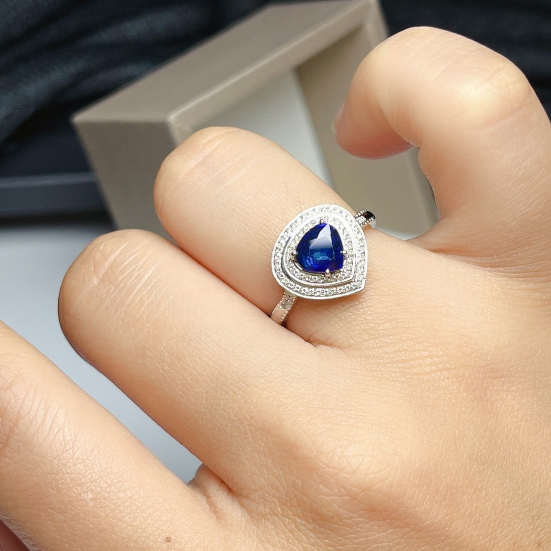 14k Gold 1.20 Ct Natural Sapphire & Diamond Ring - 6