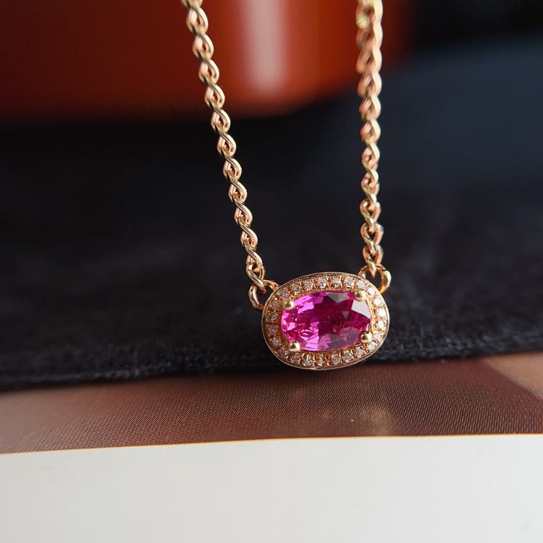14k Gold 1.05 Ct Natural Ruby & Diamond Necklace - 2