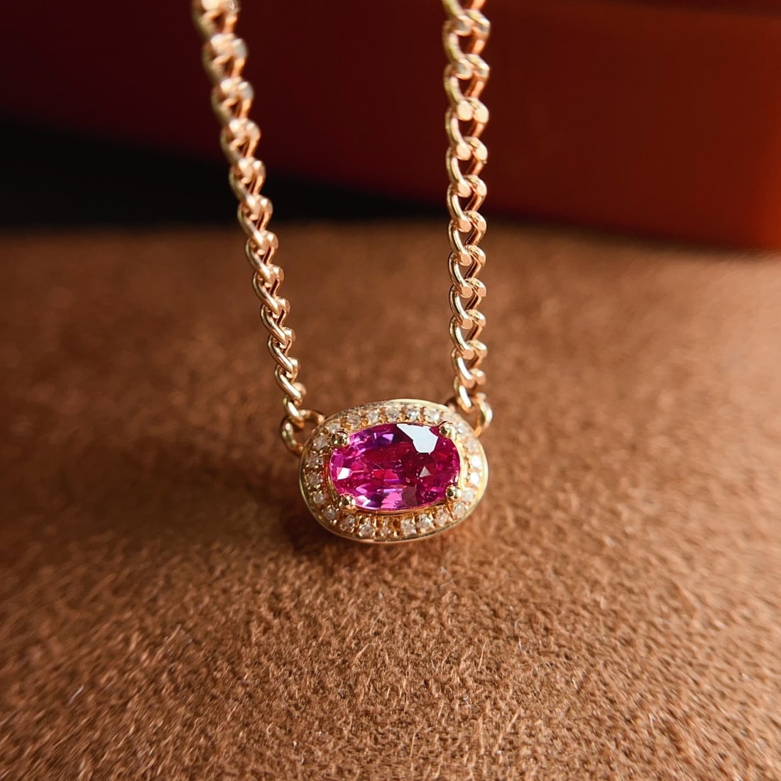 14k Gold 1.05 Ct Natural Ruby & Diamond Necklace - 4