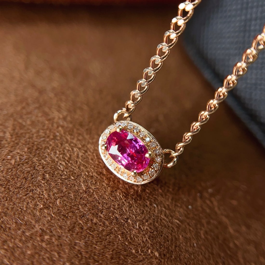 14k Gold 1.05 Ct Natural Ruby & Diamond Necklace - 5