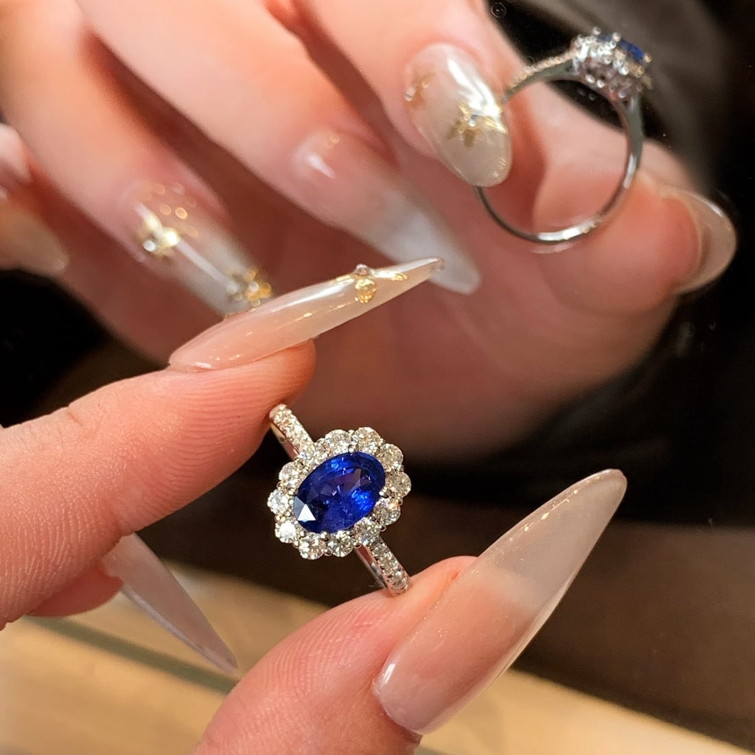 14k Gold 1.96 Ctw Natural Sapphire & Diamond Ring - 5