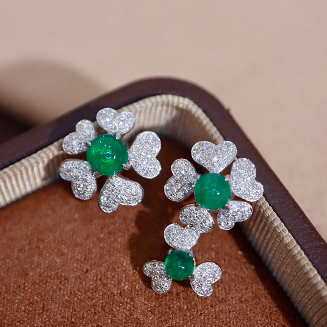 14k Gold 1.75 Ctw Natural Emerald & Diamond Earrings - 2