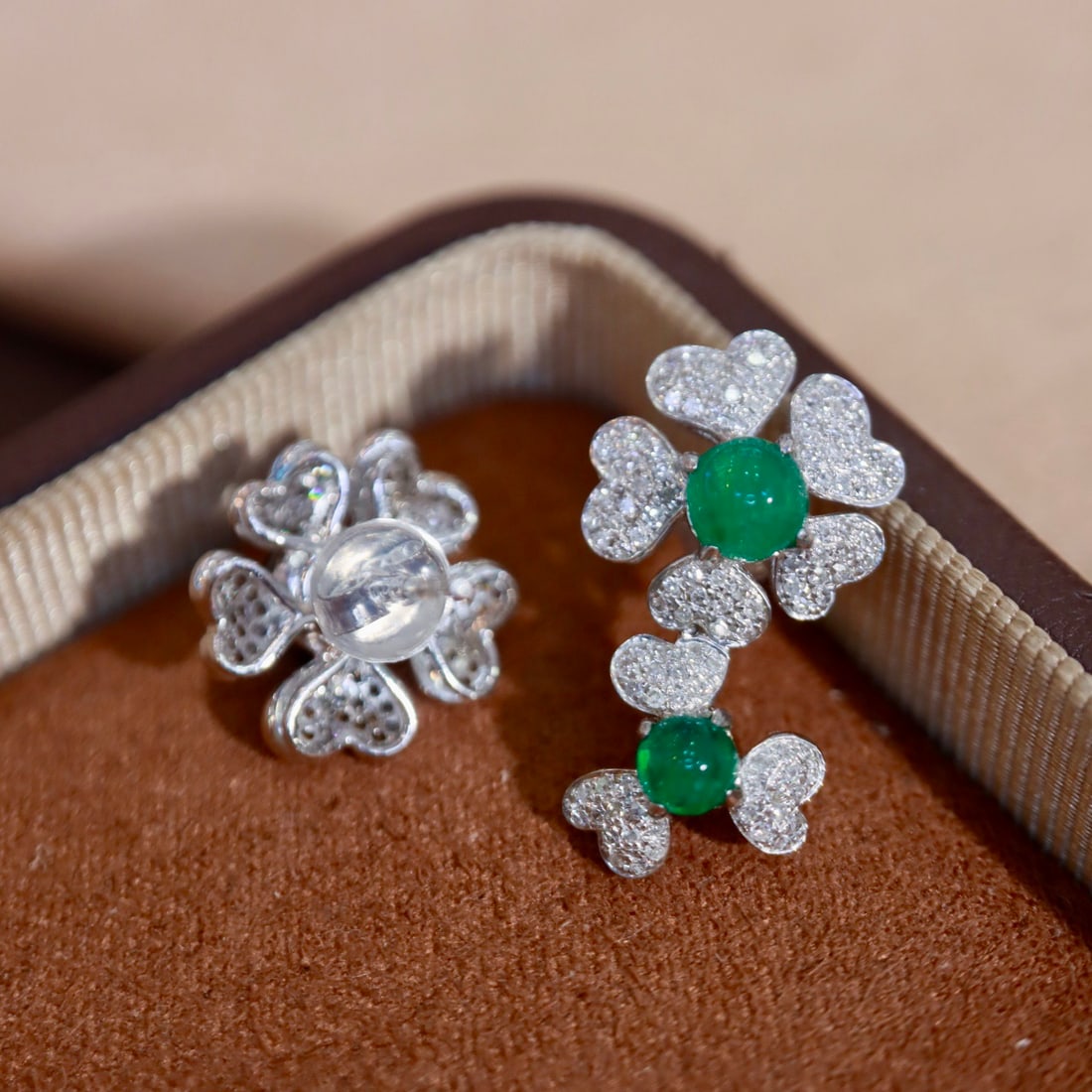 14k Gold 1.75 Ctw Natural Emerald & Diamond Earrings - 3