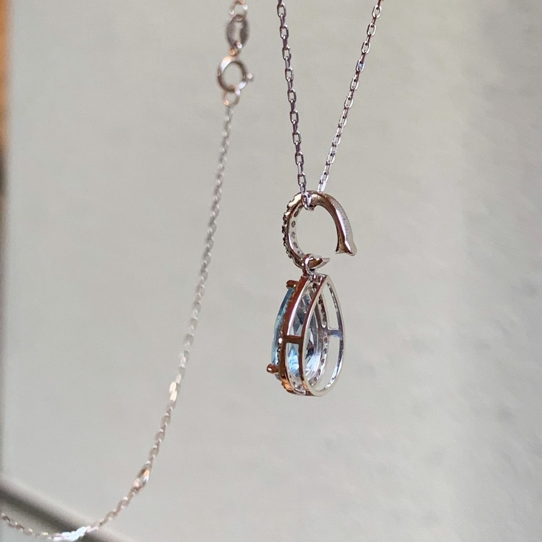 14k Gold 1.14 Ctw Natural Aquamarine & Diamond Pendant( Without Chain ) - 4