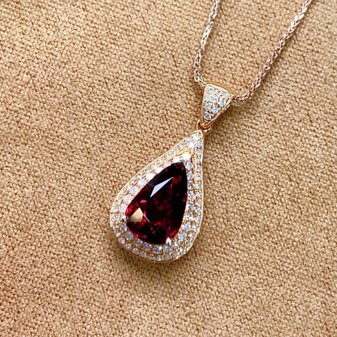 14k Gold 1.89 Ctw Natural Tourmaline & Diamond Pendant( Without Chain ) - 2