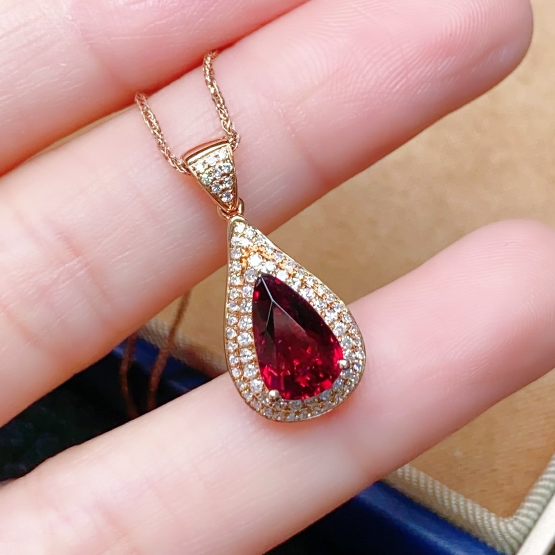 14k Gold 1.89 Ctw Natural Tourmaline & Diamond Pendant( Without Chain ) - 4