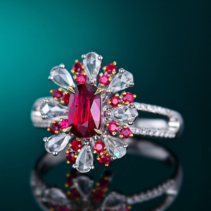 14k Gold 1.45 Ctw Natural Ruby & Diamond Ring/pendant( Without Chain ) - 2