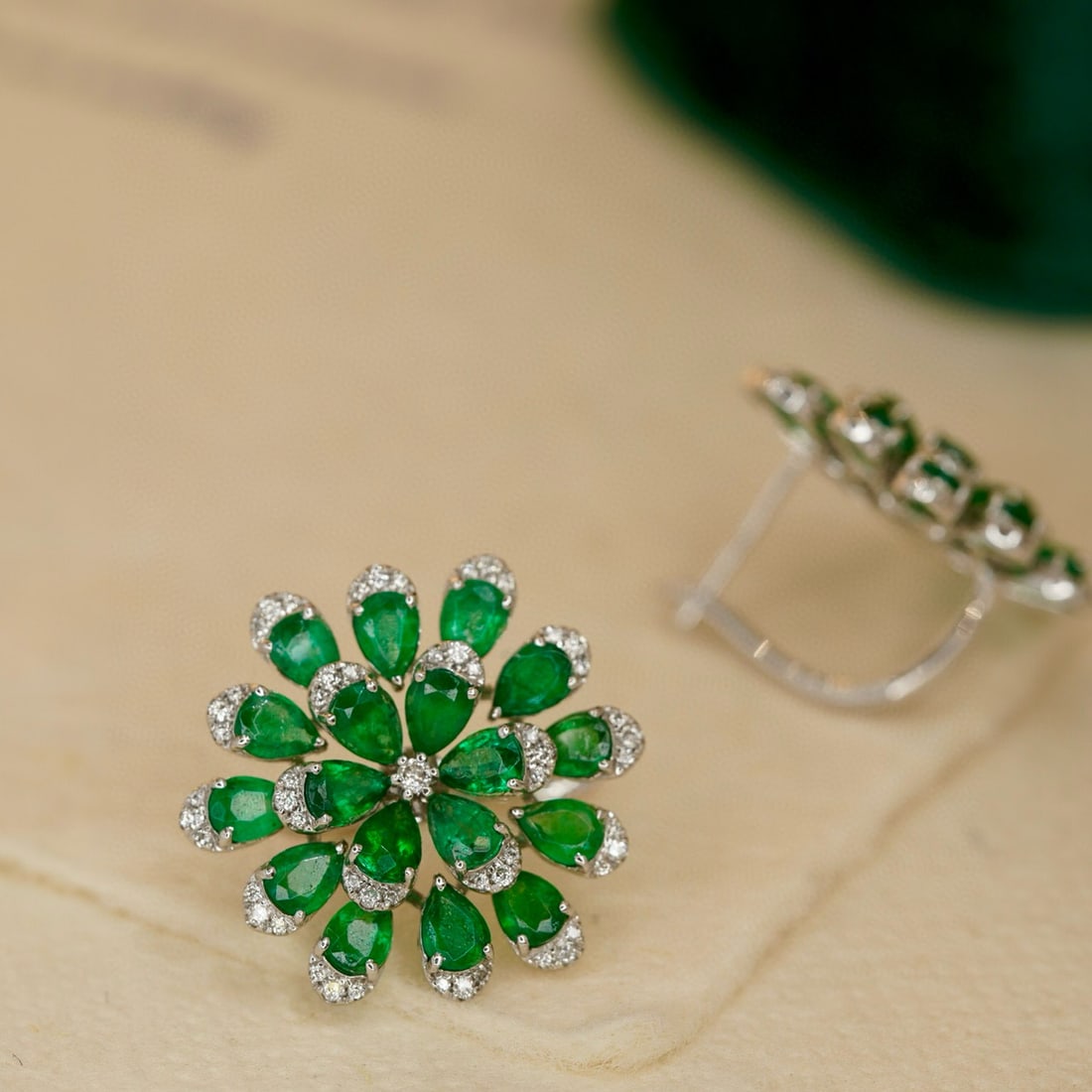 14k Gold 5.82 Ctw Natural Emerald & Diamond Earrings - 3