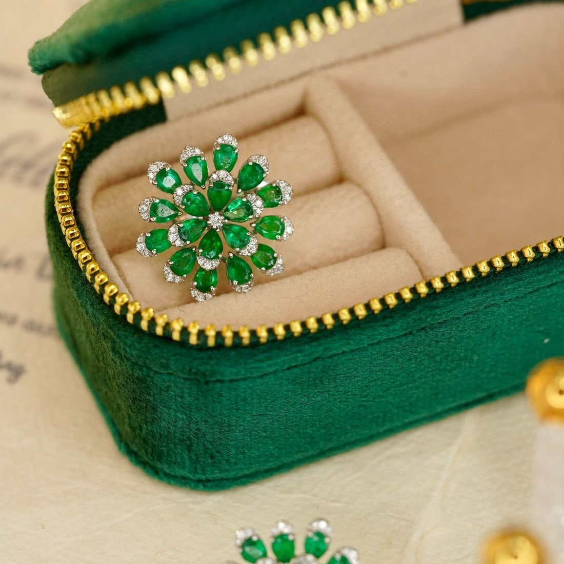 14k Gold 5.82 Ctw Natural Emerald & Diamond Earrings - 9
