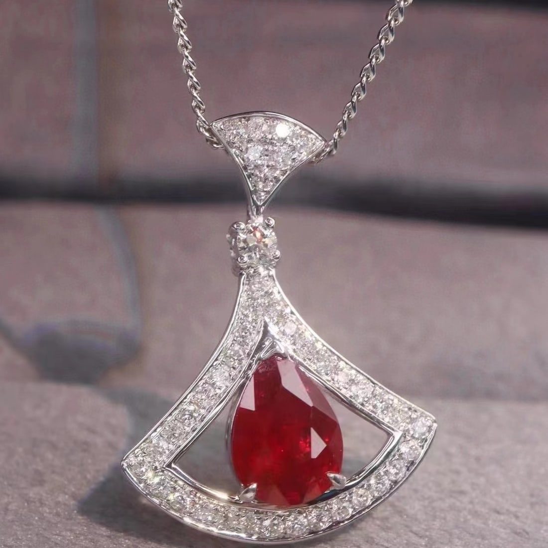 14k Gold 1.28 Ctw Natural Ruby & Diamond Pendant( Without Chain ) - 3
