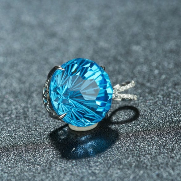 14k Gold 14.95 Ct Natural Topaz & Diamond Pendant( Without Chain ) - 6