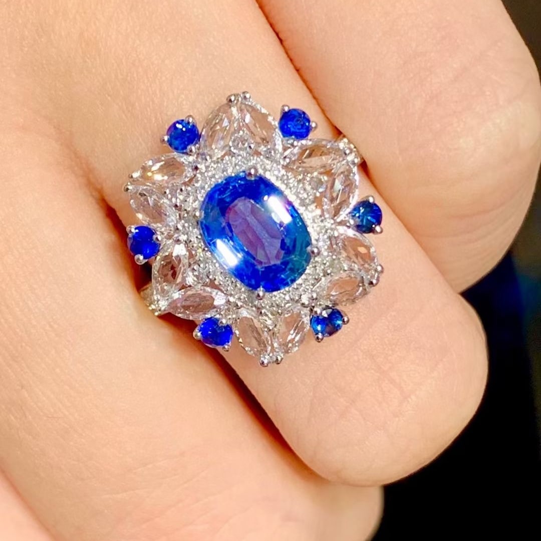 14k Gold 1.5 Ct Natural Sapphire & Diamond & Coloured Gemstone Ring - 2
