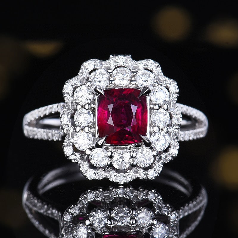 14k Gold 2.32 Ctw Natural Ruby & Diamond Ring/pendant( Without Chain ): Ref:231095067 // gold content:14k gold // ring size:7. 25us // // main gemstone:ruby // shape:cushion // carat weight:1. 36ct // color:red // treatment:natural // // adjacent gemstone 2 : diamond // n