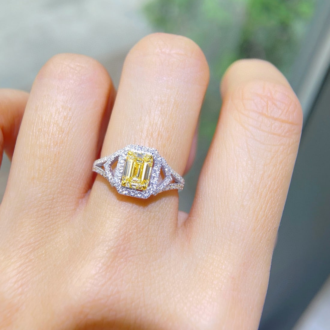 14k Gold 1.30 Ctw Natural Yellow Diamond & Diamond Ring - 4