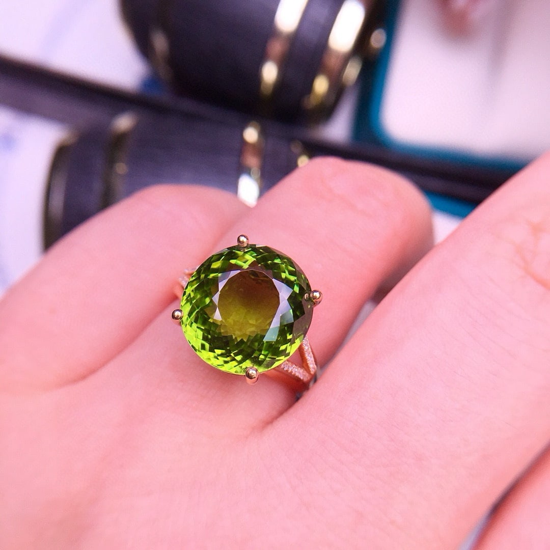 14k Gold 10.5 Ct Natural Tourmaline & Diamond Ring - 6