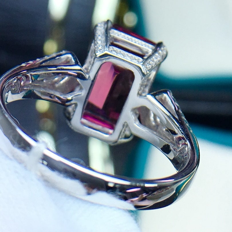 14k Gold 5.9 Ct Natural Tourmaline & Diamond Ring - 4
