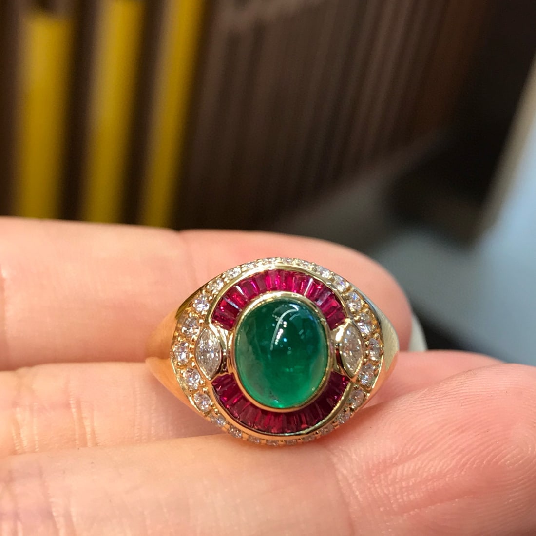 14k Gold 2.06 Ctw Natural Emerald & Ruby Ring - 4