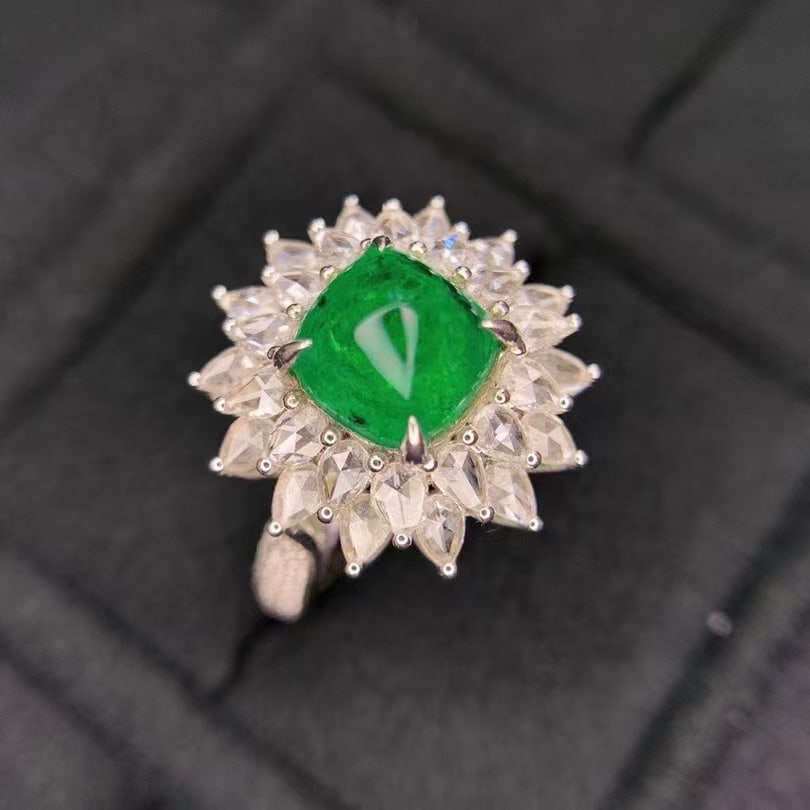 14k Gold 3.86 Ctw Natural Emerald & Diamond Ring - 2