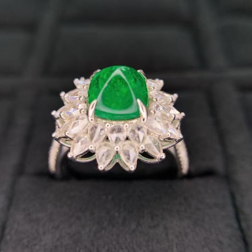 14k Gold 3.86 Ctw Natural Emerald & Diamond Ring - 5