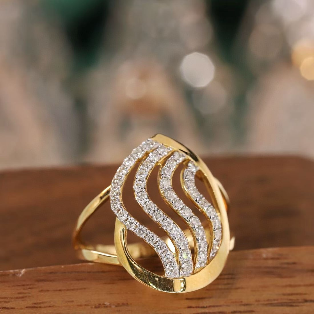 14k Gold 0.40 Ct Natural H Diamond Ring - 3