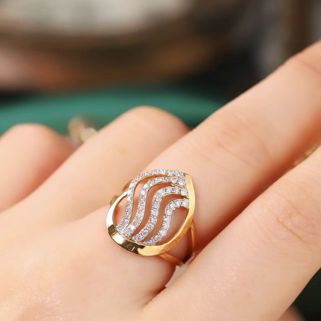 14k Gold 0.40 Ct Natural H Diamond Ring - 7