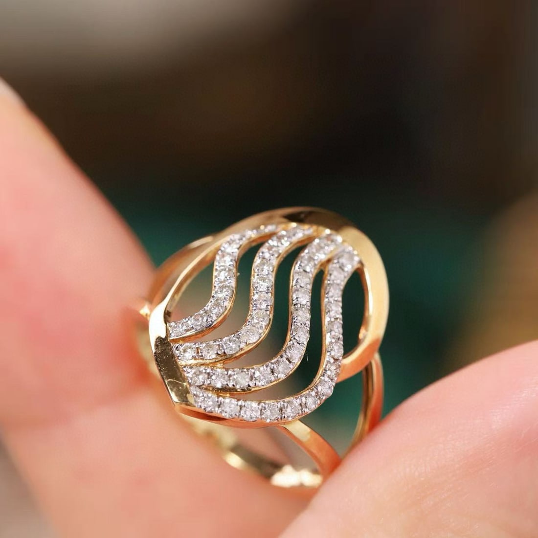 14k Gold 0.40 Ct Natural H Diamond Ring - 9