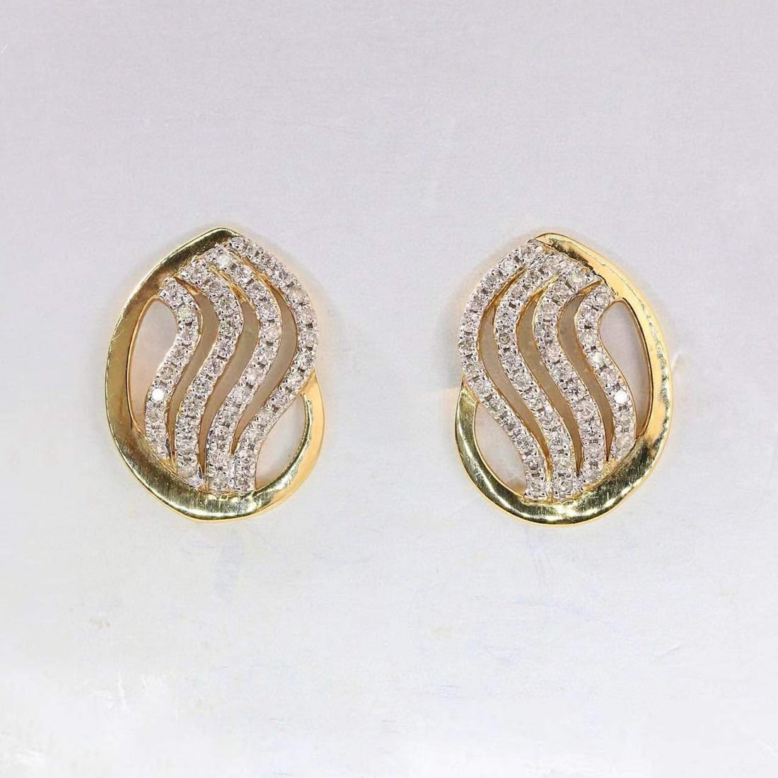 14k Gold 0.40 Ct Natural H Diamond Earrings - 7
