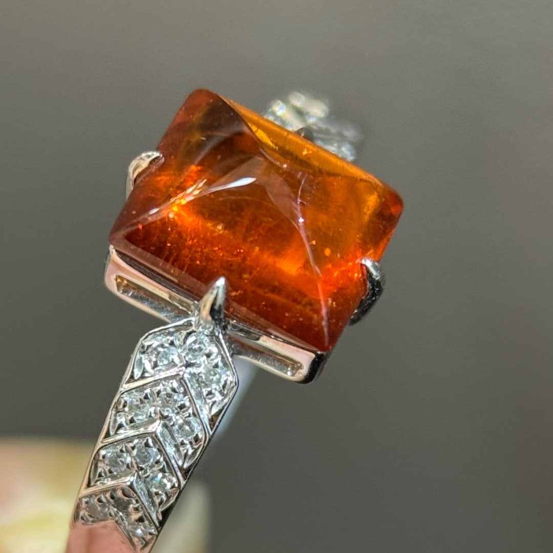 14k Gold 3.68 Ctw Natural Spessartine & Diamond Ring - 2