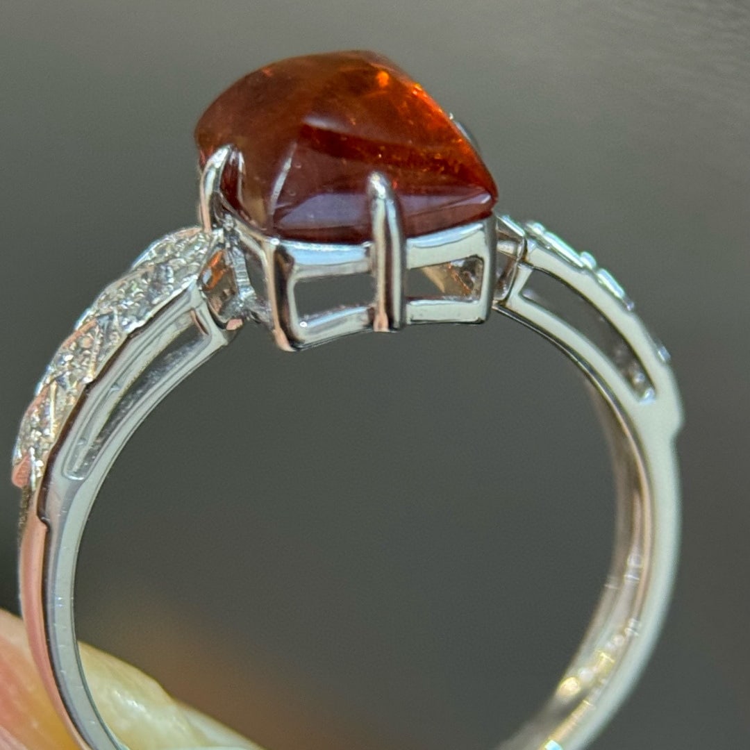 14k Gold 3.68 Ctw Natural Spessartine & Diamond Ring - 3