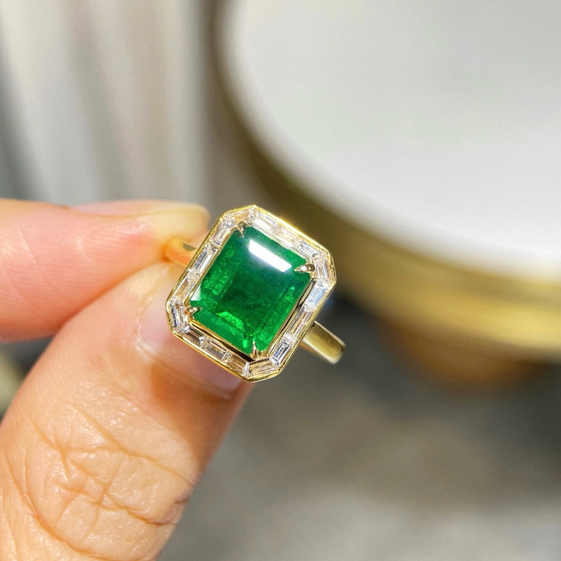 14k Gold 3.20 Ctw Natural Emerald & Diamond Ring - 3