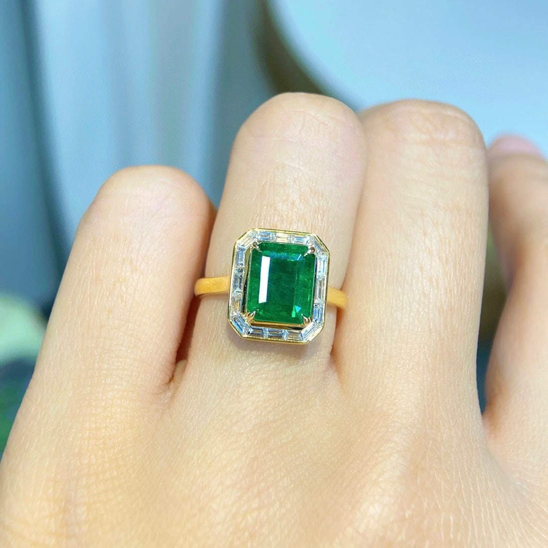 14k Gold 3.20 Ctw Natural Emerald & Diamond Ring - 4