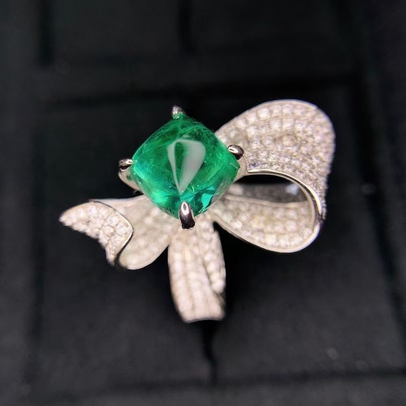 14k Gold 4.53 Ctw Natural Emerald & Diamond Ring - 3