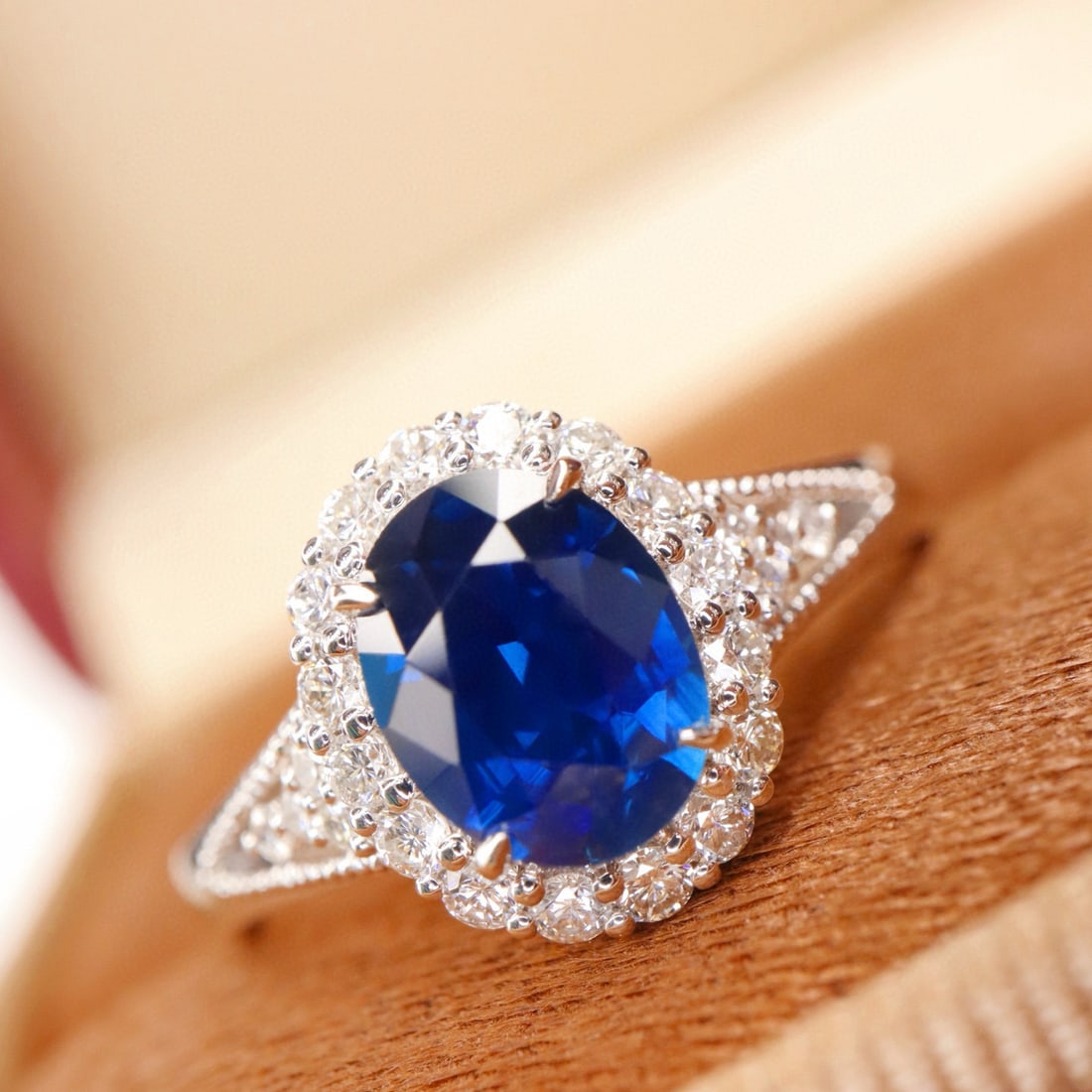 14k Gold 1.66 Ctw Natural Sapphire & Diamond Ring - 3