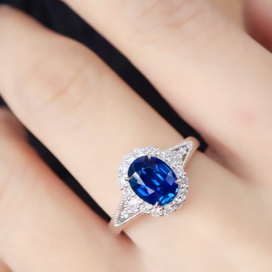 14k Gold 1.66 Ctw Natural Sapphire & Diamond Ring - 4