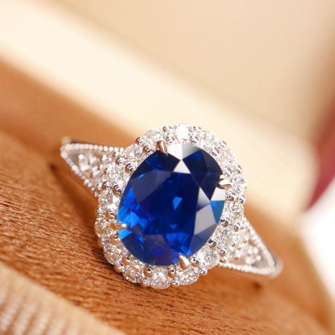 14k Gold 1.66 Ctw Natural Sapphire & Diamond Ring - 6