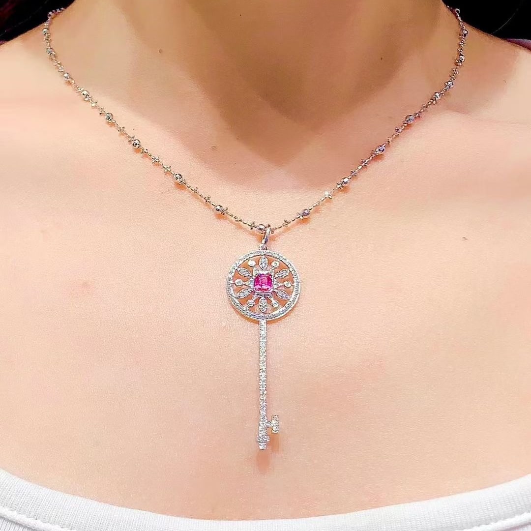 14k Gold 0.4 Ct Natural Spinel & Diamond Pendant( Without Chain ) - 4