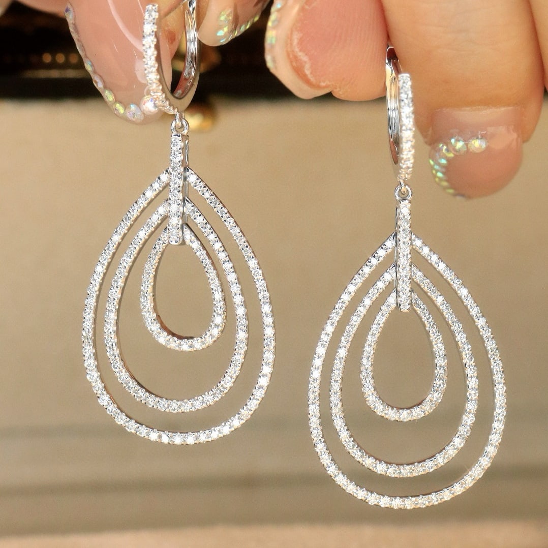 14k Gold 1.1 Ct Natural H Diamond Earrings - 9