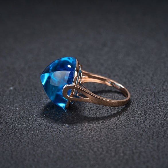 14k Gold 22.56 Ct Natural Topaz & Diamond Ring - 5